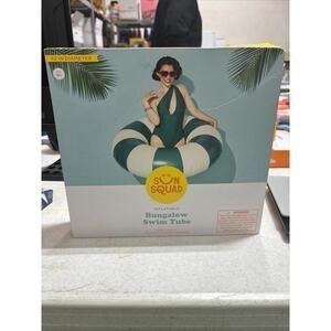 Sun Squad Swim Tube Bungalow Blue White Stripe Inflatable Beach Pool Lake 42 in